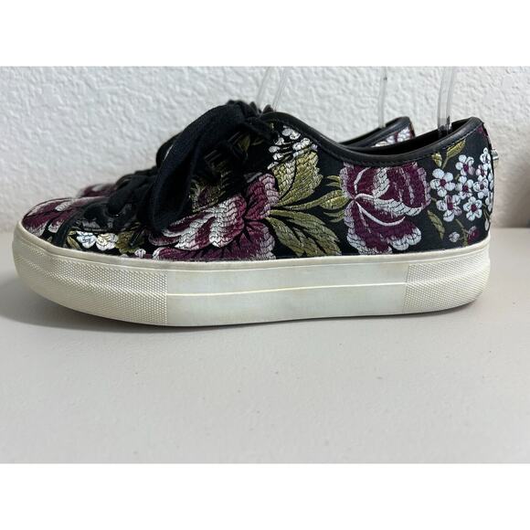 Steve Madden Gerry Floral Sneakers Womens Size 8.5 Classic Casual Black - Picture 3 of 8